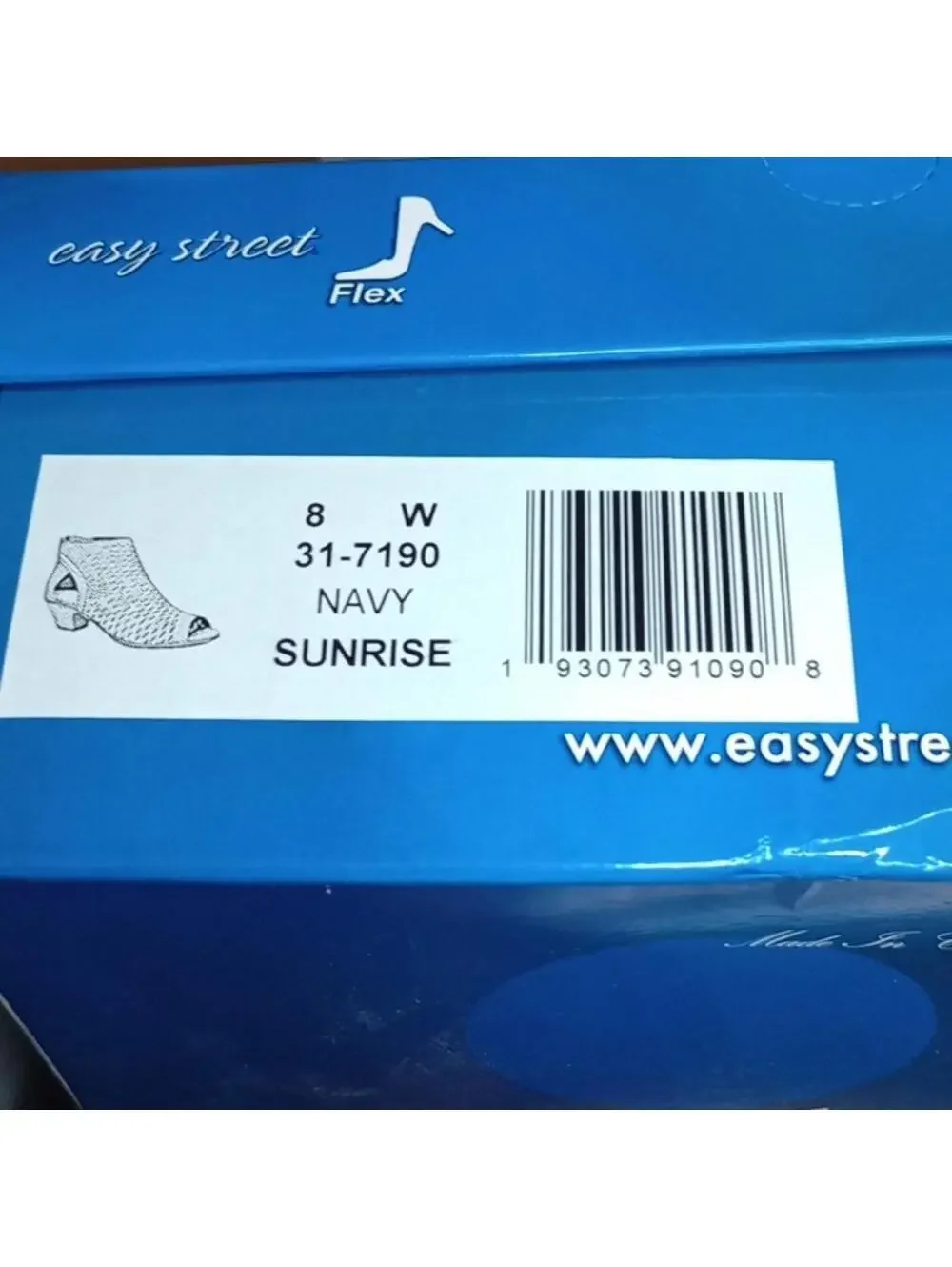 EASY STREET WOMEN’S SUNRISE SA HEEL SANDAL NAVY SIZE 8W